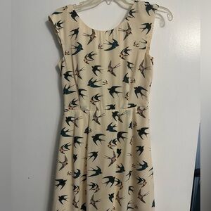 Sunny Girl Cream Bird Print Mini Dress
